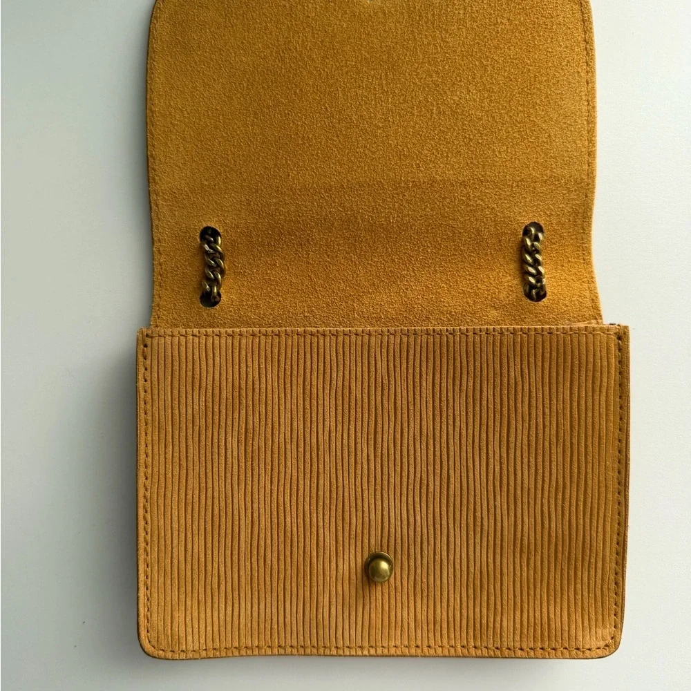 Madewell The Chain Crossbody Bag in Boutique Gold Corduroy Suede